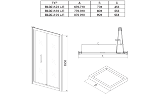 Душевая дверь Ravak Blix BLDZ2-90 X01H70C00Z1 Transparent профиль хром